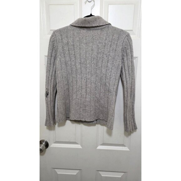 Garnet Hill Women's Gray Fisherman Cabled Button-Up Cardigan Sweater Size S 70% - Picture 3 of 7